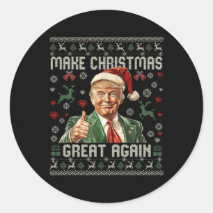 Sticker Rond Rendre Noël super à nouveau drôle Père Noël Trump