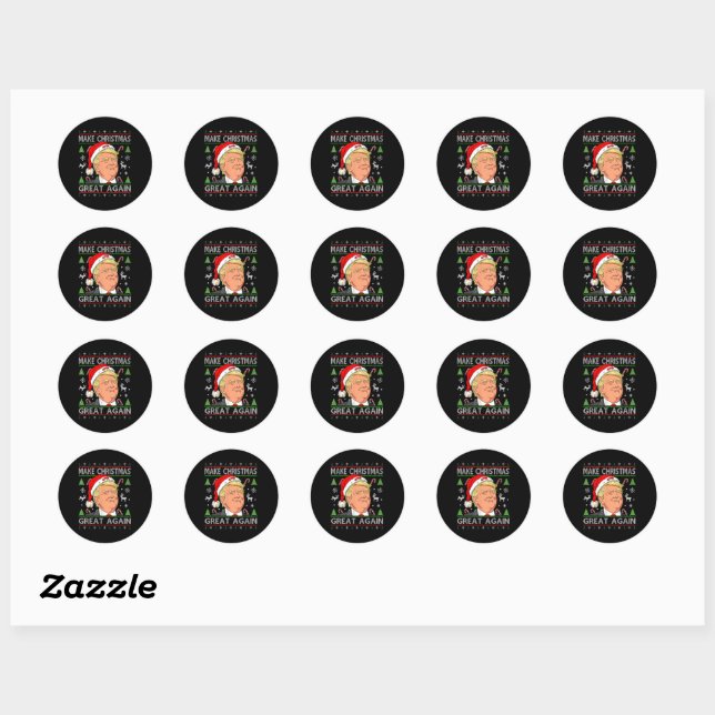 Sticker Rond Rendre Noël super à nouveau drôle Trump mauvais No (Feuille)