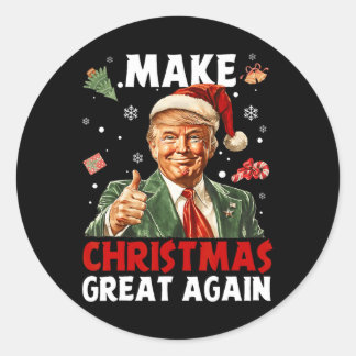 Sticker Rond Rendre Noël super Père Noël amusant Trump Noël
