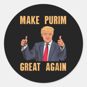 Sticker Rond Rendre Purim super encore drôle Costume Trump Hébr