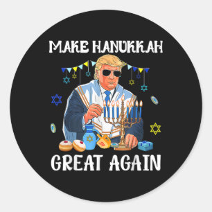 Sticker Rond Rendre sa grandeur à Hanoukka juive laid Chanukah