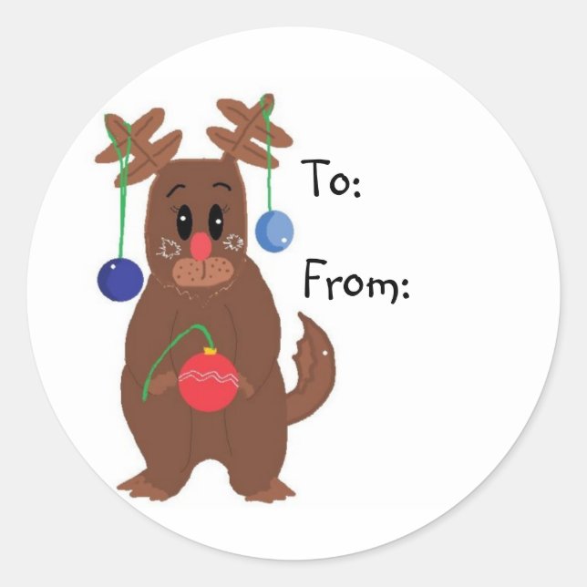 Sticker Rond Renne de Noël (Devant)