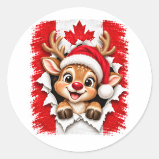 Sticker Rond Renne de Noël canadien