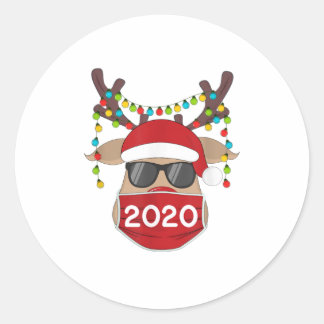 Sticker Rond Rennes avec masque facial Noël 2020