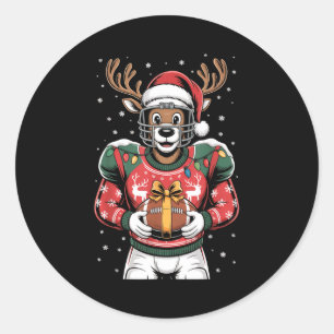 Sticker Rond Rennes de football amusants de Noël