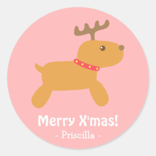 Sticker Rond Rennes de Noël mignons