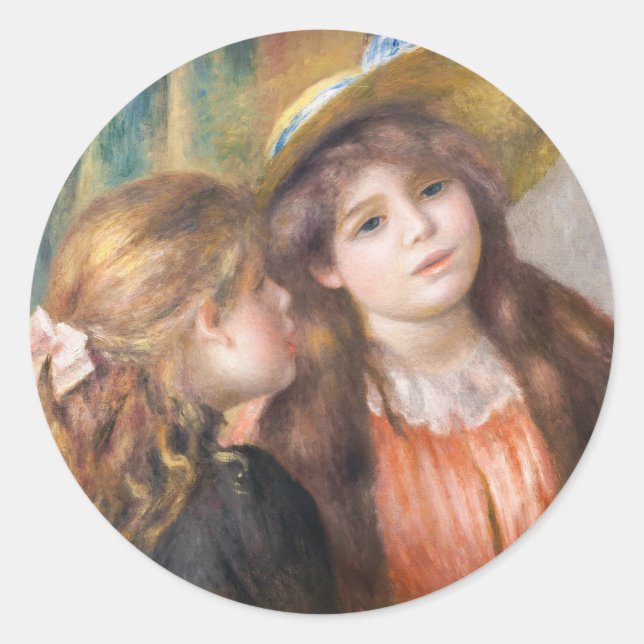 Sticker Rond Renoir - Portrait de deux petites filles (Devant)