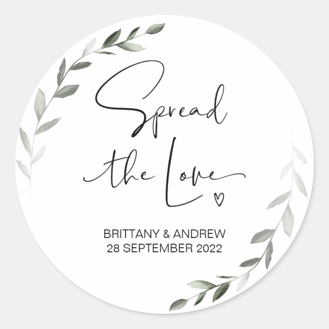 Sticker Rond Répandre l'amour mariage Favor Jam Jar Candle (Devant)