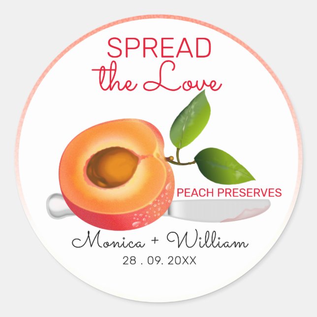 Sticker Rond Répandre l'amour Mariage Peach (Devant)
