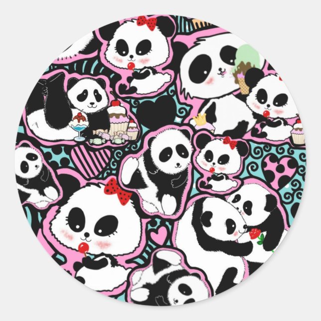 Sticker Rond Repère Le Panda ! Panda Doodles (Devant)