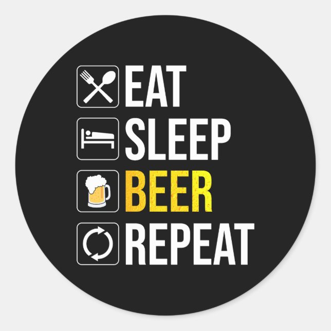 Sticker Rond Répétition de la bière de sommeil (Devant)