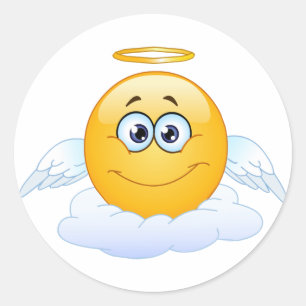 Sticker Rond Repos dans l'ange Emoji de ciel de DÉCHIRURE de