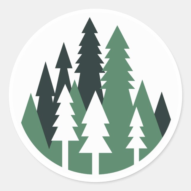 Sticker Rond Représentation stylisée d'une forêt (Devant)