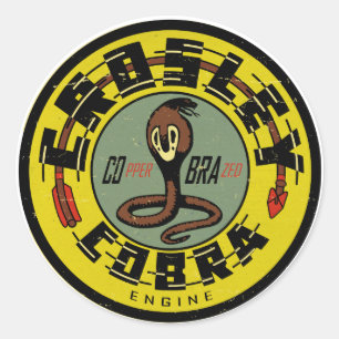 Sticker Rond Repro vintage de signe affligé par moteur de cobr