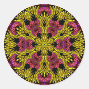 Sticker Rond Repsysyse or jaune rose Psychédélique Géométrie