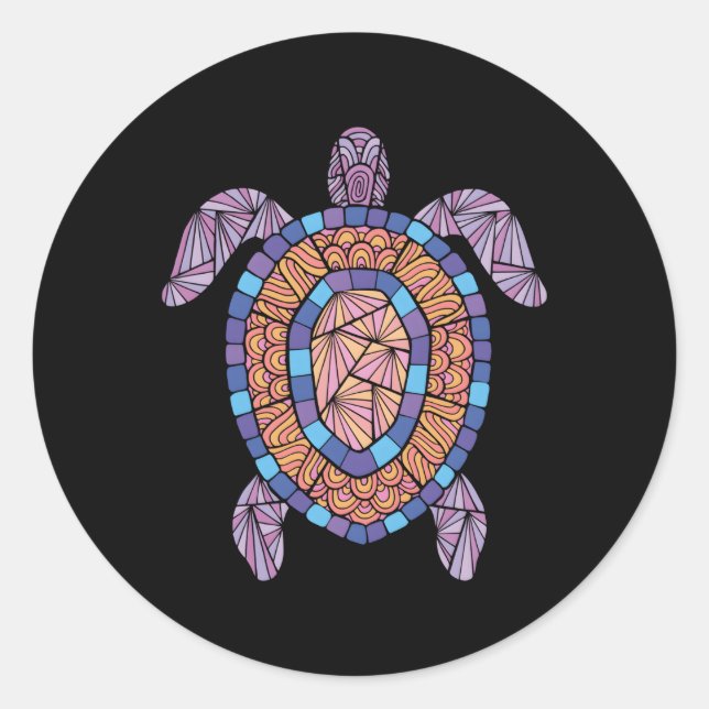 Sticker Rond Reptile de nouveauté de tortue arrière (Devant)