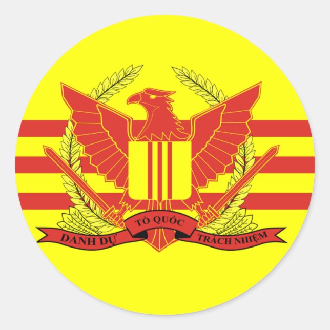 Sticker Rond Republic of South Vietnam Military Forces Flag (Devant)