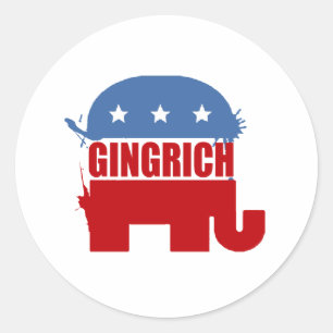 Sticker Rond Républicains pour Gingrich