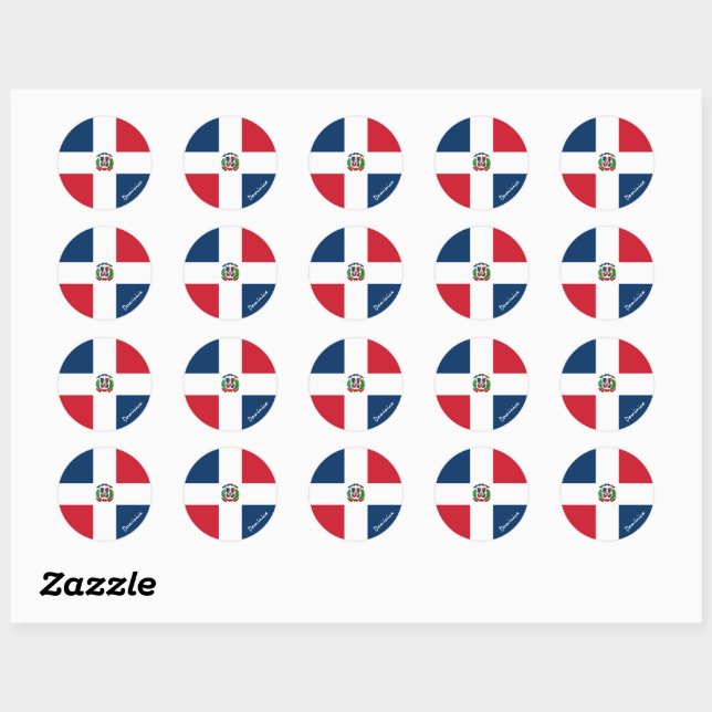 Sticker Rond République dominicaine, drapeau dominicain patriot (Feuille)