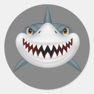 Sticker Rond Requin animé effrayant