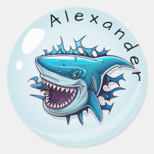 Sticker Rond Requin Cool Personnaliser