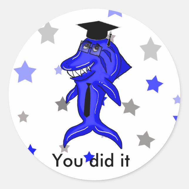 Sticker Rond requin de graduation avec cravate (Devant)