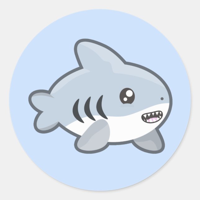 Sticker Rond Requin de Kawaii (Devant)