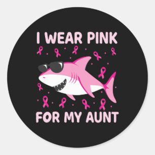 Sticker Rond Requin Je Porte Du Rose Pour Ma Tante Cancer Du Se
