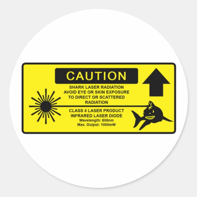 Sticker Rond Requin laser de classe 4 (Devant)