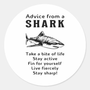 Sticker Rond Requins Poisson Requin de mer Fin Cool Océan Drôle