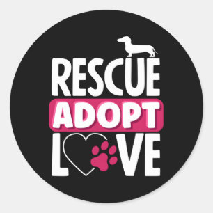 Sticker Rond Rescue Animal Adopter L'Amour L'Adoption Des Anima