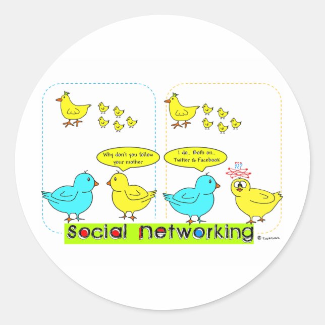 Sticker Rond Réseaux sociaux (Devant)