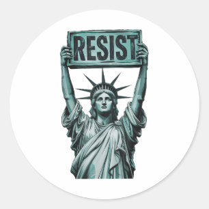 Sticker Rond Résiste À La Résistance Statue De La Liberté Manif