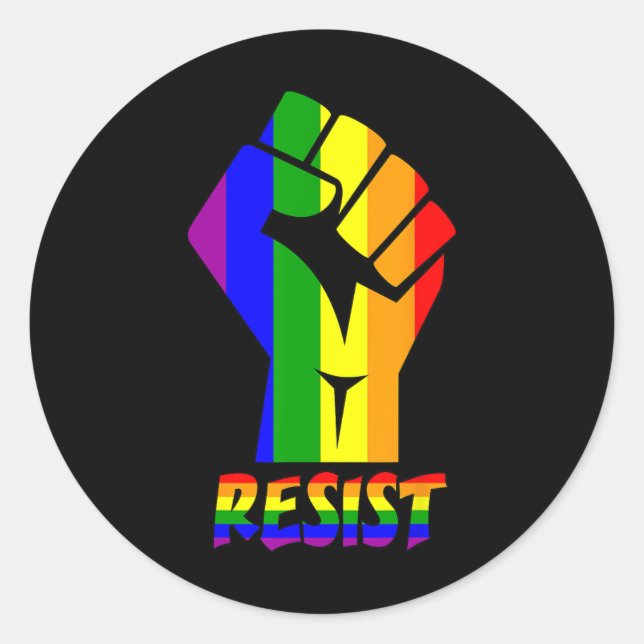 Sticker Rond Résiste Lgbt Pride Amour T Chemise Gay Lesbian Coo (Devant)