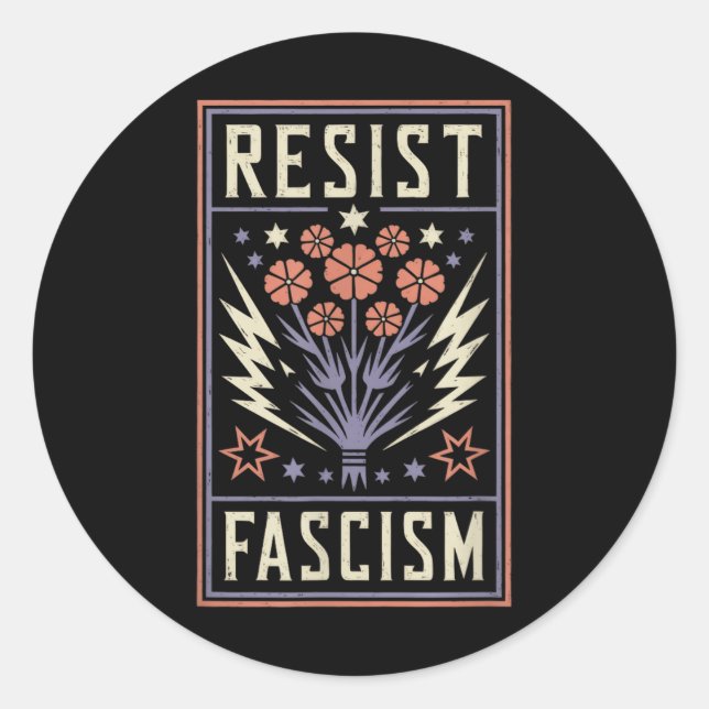Sticker Rond Résister à la protestation contre le fascisme Trum (Devant)