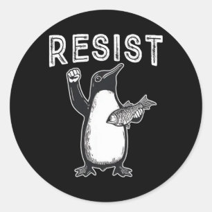 Sticker Rond Résister à la protestation politique de Penguin