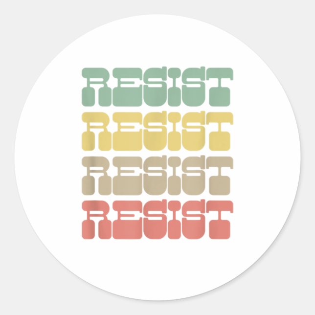 Sticker Rond Résister À L'Égalité Féministe les années 70 Rétro (Devant)