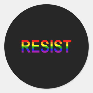 Sticker Rond Résister à Rainbow Queer Anti Trump Nouveauté poli