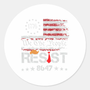 Sticker Rond Résister À Trump Manifester Contre Le Drapeau Poli