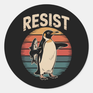 Sticker Rond Résister Activisme Penguins Manifestation Tarifs R