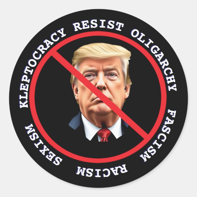 Sticker Rond Résister Au Fascisme, Au Racisme | Anti-Trump (Devant)