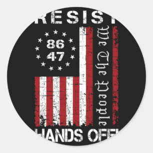 Sticker Rond Résister Mains Off Protest 86 47 8647 Manifestatio