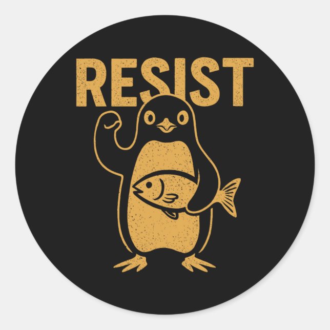 Sticker Rond Résistez À La Manifestation Des Penguins Rebelles  (Devant)