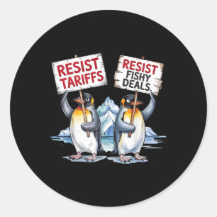 Sticker Rond Résistez À La Manifestation Des Pingouins Contre L