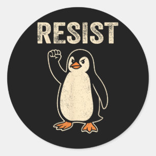Sticker Rond Résistez à l'activisme des pingouins Satire politi