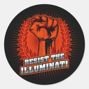 Sticker Rond Résistez À L'Orange Illuminati Poing Levé