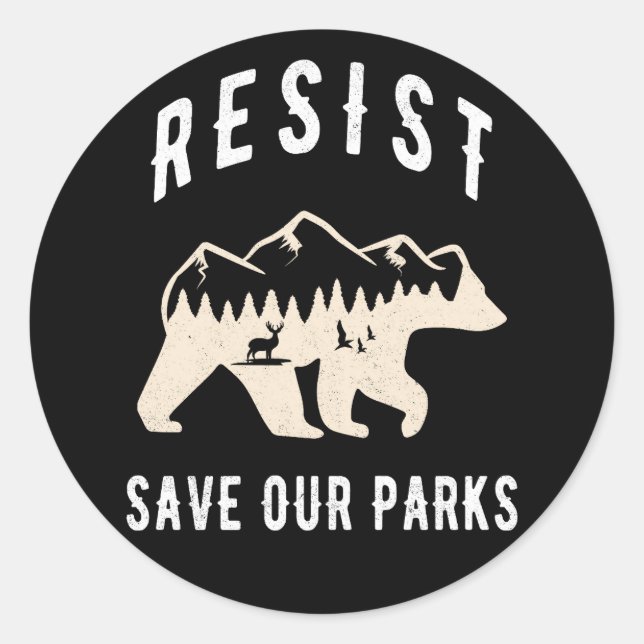 Sticker Rond Résistez À Sauver Nos Parcs Allah Les Parcs Nation (Devant)