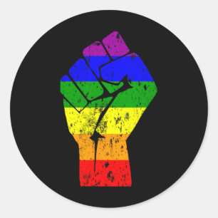 Sticker Rond Résistez au Gay pride d'indicateur Arc-en-ciel
