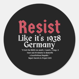 Sticker Rond Résistez comme c'est 1938 Allemagne 12