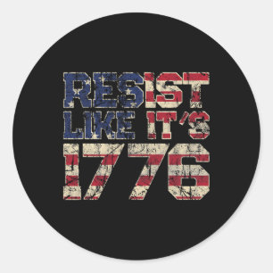 Sticker Rond Résistez comme c'est le drapeau américain 1776 Pat